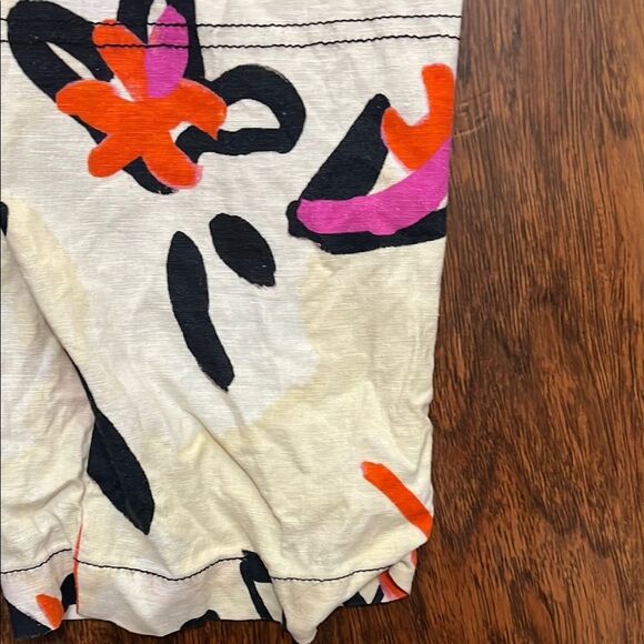 Tanya Taylor Margot Linen Blend Orange Blooms Design Print Jumpsuit Boho - Picture 8 of 14